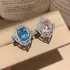 Anillo Abierto Cuadrado de Circonita Estilo Palacio, Sensación de Lujo Ligero y Gama Alta, Anillo Vintage para Dedo Índice, Diseño de Nicho, Exquisita Joyería de Mano