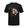 Camiseta masculina de manga curta estampada a laser Tiger Head Top Clothes Seda Algodão Street Casual Trendy Brand Verão Tamanho Grande