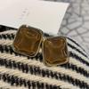 Pendientes grandes de estilo Hong Kong con forma de Maillard francés, de alta calidad, con forma cuadrada geométrica, versátiles y de temperamento simple.