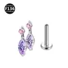 Transfronterizo Titanio F136 Forma de Gota de Agua Piedra Natural Microincrustado Estrella Cruzada Rosca Interna Perno para Hélice Auricular Perno para Labio Perno para Lóbulo de la Oreja Perno para Cartílago de la Oreja