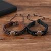Comercio electrónico transfronterizo puntos calientes aleación baloncesto pulsera de cuero para hombre pulsera tejida a mano de cuero