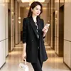 Al por mayor Tops Negros Botones Cuello de Traje Traje Pequeño Mujer Primavera Otoño Estilo Urbano Temperamento Holgado Chaqueta de Traje