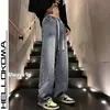 Jeans rectos holgados de moda para hombre de primavera y otoño, pantalones de mezclilla casuales retro lavados a la arena pesada para hombre, pantalones de bota negros
