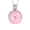 Pendente Ping An Kou Rosa Flor de Cerejeira Ágata Natural Incrustada Corrente de Clavícula Pingente Design de Nicho de Luxo