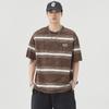 Playera a Rayas para Hombre Nuevo Estilo Americano Marca de Moda para Hombre Cuello Redondo Media Manga Holgada Casual Estilo Hong Kong Manga Corta para Hombre Ins Verano