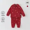 Ropa de Algodón Puro Clase A para Bebé de Primavera y Otoño Conjunto de Ropa Interior para Niños Rojo Bebé Conjunto de Dos Piezas para Cumpleaños de 100 Días