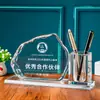 Presente de aniversário de empresa prático para negócios, logo personalizado para enviar a clientes e funcionários, porta-canetas, troféu, lembrança