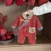 Mono de estilo coreano para bebé niño, Otoño e Invierno, Forro polar, Sudadera con capucha de pelo, Monopieza Handsome para bebé, Ropa de terciopelo para salir