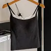 Nueva lencería de estilo francés de canalé y encaje con tirantes finos para mujer, top tipo camiseta de longitud media con copas y tirantes, transfronterizo
