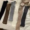 Calcetines largos de algodón para mujer de otoño con ribete de encaje, calcetines de tubo alto, calcetines simples estilo coreano que realzan las piernas para combinar con botas