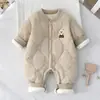 Mono acolchado para bebé de 120g, invierno, sin costuras, forro polar, engrosado, ropa de exterior, ropa de algodón a prueba de viento y cálida para recién nacidos, traje para gatear