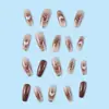 Manicura de Verano, Rubor de Hielo, Manicura Portátil, Pegatinas de Manicura de Alta Gama Blanco Leche Corazón, Pegatinas para Uñas Largas de Toronja