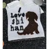 Bufanda de Punto Linda Retro de Dibujos Animados Japoneses con Letra y Cachorro para Mujer, Diseño de Moda Otoño e Invierno, Bufanda Cálida y a Prueba de Frío para el Cuello