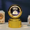 Bola de Cristal Transfronteiriça Base Giratória com Textura de Madeira Luminária Noturna Brilhante Lâmpada do Céu Estrelado 3D Decoração de Mesa Presente Criativo de Feriado