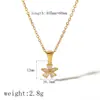 Collar de titanio y acero estilo celebridad de Internet, moda personalizada, oro de 18 quilates, flor que no se decolora, incrustado de diamantes, estilo frío, colgante de la suerte
