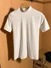 Camiseta de cuello alto para hombre estilo europeo, Algodón Ice Oxygen, Corte ajustado, Manga corta, Modal fresco y fino, Capa base amigable con la piel, Top básico versátil de moda
