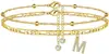 Artículo popular de comercio exterior transfronterizo: Tobillera de circonita de 26 letras, tobillera cubana de doble capa simple y elegante con cuentas de arroz
