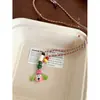 Collar de Cuerda Trenzada con Borla de Manzana Colorida de Dibujos Animados de Dopamina para Mujer, Cadena Larga para Suéter Linda de Nicho