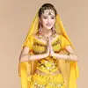 Enfeites de lenço de dança Dança indiana Dança indiana Dança do ventre Performance de dança Celebridade da internet Saree Véu com borda dourada Xale com bordado pesado