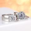 Anillo Clásico de Plata para Pareja Abierto con Diamante Forma de Capullo Floreciente para Hombre y Mujer Anillo de Par Boda Estudiante Moda OL Anillo de Compromiso