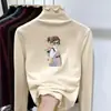 Meninas Bebês Outono Inverno Manga Longa Camada Base Infantil Camiseta Térmica de Fleece Gola Meia Alta Roupa Íntima Quente Top com Babado