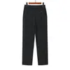 Calças cropped forradas com fleece para outono e inverno com cós elástico, calças de caimento fluido para mulheres de meia-idade e idosas, calças compridas de modelagem solta para vovó