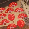 Nueva Tarjeta de Abanico China Retro Festivo Chino Ramo Decoración Tarjeta de Felicitación Bendición Tarjeta de Caja de Regalo Material Floral