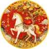 Tema del Zodíaco Año del Caballo Patrimonio Cultural Inmaterial Creativo Kit de Materiales Hechos a Mano para DIY Pintura de Diamantes Semi-Terminada Adornos Decorativos Regalo de Año Nuevo