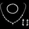 Colar, Brincos e Pulseira de Metal com Pedras Completas Estilo Simples Europeu e Americano, Venda Quente Transfronteiriça, Estrela de Seis Pontas, Conjunto de Joias para Noiva e Madrinha, Mulheres