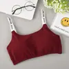 Sujetador Deportivo con Estampado de Letras y Doble Tirante, sin Costuras, sin Aros, con Soporte Lateral, para Mujer, Yoga y Fitness