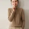 Nuevo suéter de cachemira para otoño e invierno para mujer, cuello alto con media cremallera, tejido de punto trenzado grueso holgado, camiseta base, top, prendas de punto