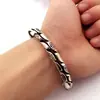 Pulsera para Hombre de Lujo Ligero Calada Plateada Patrón Auspicioso Pulsera Retro Trendy Nicho Hip-Hop Punk Venta Directa de Fábrica