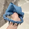 Tiara de Denim Retro Coreana com Fita para Mulheres 2025 Nova Tiara Trançada com Laço para Uso Diário Tiara Alta para Crânio