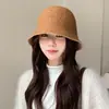 Série Minimalista Outono e Inverno Chapéu de Balde Estiloso Dôme Feminino Chapéu de Pescador Quente de Tricô Fashion Casual Versátil