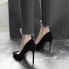 Sapatos de Casamento para Madrinhas e Noivas Primavera e Outono 2022 Femininos Bico Fino Pérola Strass Salto Agulha Salto Alto Vermelho Shi Hua