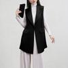 Chaleco de Traje Retro, Ropa Femenina Moderna y Versátil, Chaleco de Otoño con Pliegues Ajustado, Chaqueta sin Mangas Adelgazante para Viajar