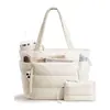 Bolsa feminina em estoque, bolsa com zíper para laptop adequada para o trabalho, bolsa de viagem acolchoada e leve