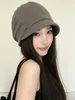 Sombrero Coreano Simple de Color Sólido con Ala Corta para Mujer, Nuevo Estilo de Principios de Otoño, Delgado, Transpirable, Holgado, Hace que la Cara Parezca Más Pequeña, Gorro para Cubrir la Cabeza, Gorro