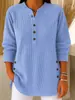 2026 Transfronterizo Europeo y Americano Otoño e Invierno Retro Pana Color Sólido Holgado Casual Cuello en V Botón Manga Larga Camiseta para Mujer