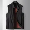Chal Casual para Hombre 2026 Primavera y Otoño Lujo Ligero Cuello Alto Cremallera Sin Mangas Estilo Old Money Chaqueta Casual de Gama Alta para Hombres Jóvenes y de Mediana Edad