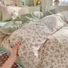 Juego de Cuatro Piezas de Grado Materno e Infantil Clase A, Nuevo Juego de Sábana, Funda de Edredón y Sábana Ajustable de Algodón Puro Estilo Ins Suave, Juego de Tres Piezas para Dormitorio Estudiantil