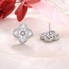 Bufan Aretes de Plata 925 con Aguja, Vca Completamente Diamantados, Versión Alta, Trébol de Cuatro Hojas con Diamantes, Borla, Clavícula, Moda, Venta Directa de Fábrica