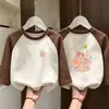 Camada Base Infantil Térmica Casual Roupa Íntima Patchwork Manga Longa Camiseta Gola Redonda Meninas Roupas Quentes de Outono Top Escovado