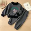 Nuevo Conjunto de Sudadera con Capucha y Pantalón Jogger de Ardilla y Cachorro de Dibujos Animados para Niños y Niñas, Ropa Casual de Dos Piezas para Hermanos