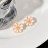 S925 Prata Agulha Folha Rosa Brincos de Flores Frescas Trevo de Quatro Folhas Brincos de Pérolas Elegantes Combinando Brincos de Celebridades da Internet