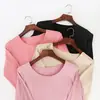 Roupa térmica nova feminina outono calça comprida fina conjunto de roupa íntima sem costura top térmico rosa