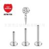 Aretes de tuerca de titanio F136 Colgante de cono afilado con incrustaciones de diamantes Uña para labio Cruz de titanio G23 Joyería para piercing corporal, uña para hueso de la oreja