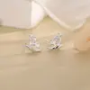 Brincos de lírio-do-vale cravejados de diamantes, brincos florais simples e elegantes, novos brincos de flor folha gota d'água estilo pastoral