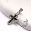 Colar Longo com Pingente de Cruz Totalmente Cravejado de Diamantes Brilhantes Hip-Hop Halloween Corrente Que Não Desbota Corrente Clavicular