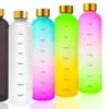 Vaso de Plástico con Gradiente de Colores Vaso de Agua Deportivo Gran Capacidad Vaso Escarchado para Exteriores Fitness Resistente a Altas Temperaturas Vaso de 1L Transfronterizo